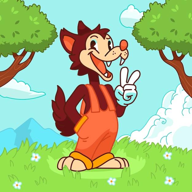 Free Vector | Hand drawn cartoon wolf illustration