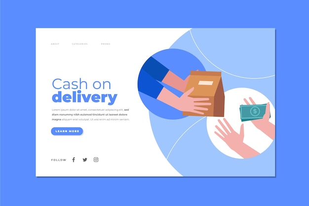 Hand drawn cash on delivery landing page template