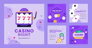 Бесплатное векторное изображение Ручной обращается шаблон ночного дизайна казино