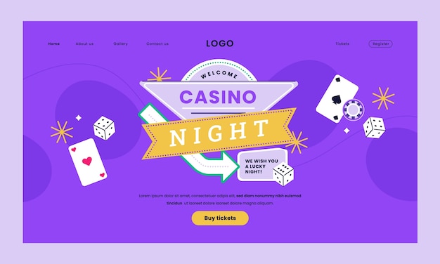 Vettore gratuito modello di disegno di notte del casinò disegnato a mano