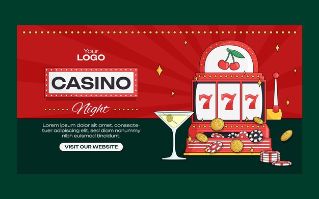 Free vector hand drawn casino night design template