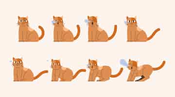 Free vector hand drawn cat animation frames element collection