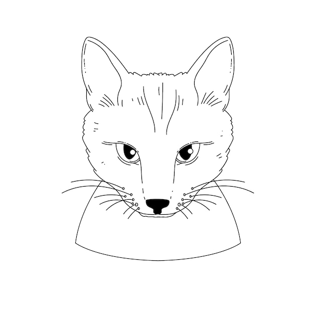 無料ベクター 手描きの猫の顔の輪郭イラスト