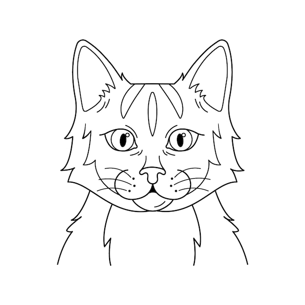 Hand drawn cat face outline illustration