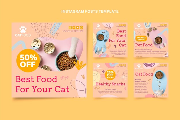 Hand drawn cat food instagram posts