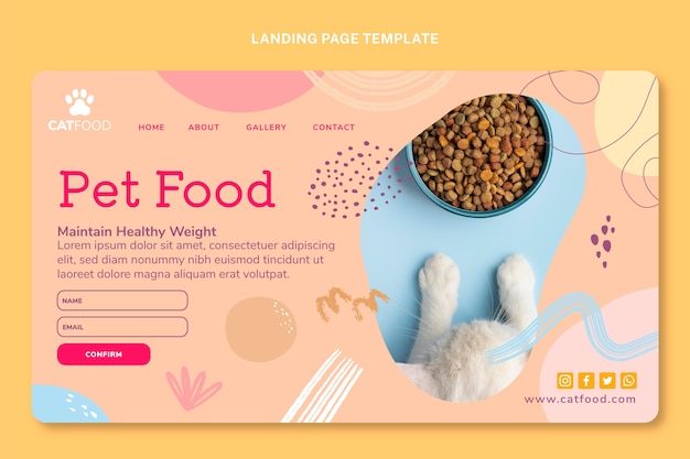 Hand drawn cat food landing page