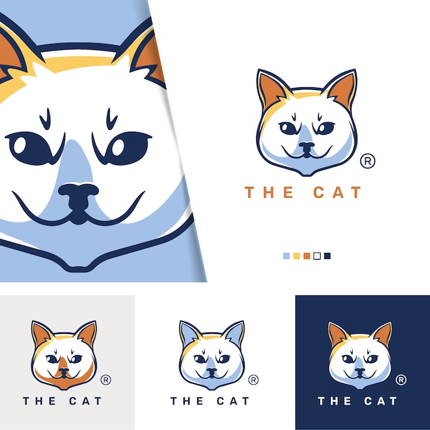 Vettore gratuito modello di logo gatto disegnato a mano