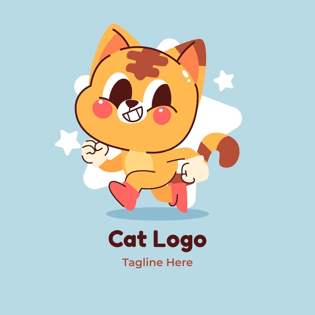 Vettore gratuito modello di logo gatto disegnato a mano