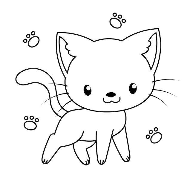 Hand drawn cat outline illustration