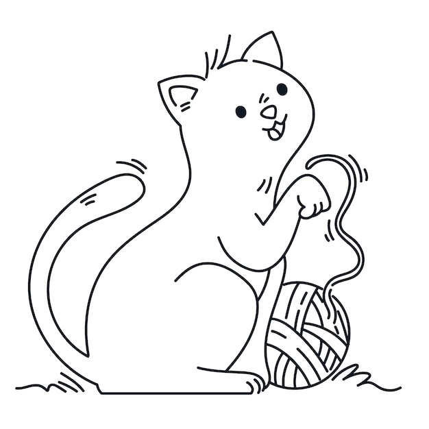 Hand drawn cat outline illustration