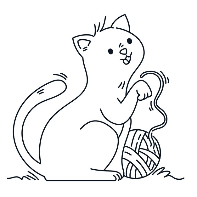 手描きの猫の輪郭のイラスト