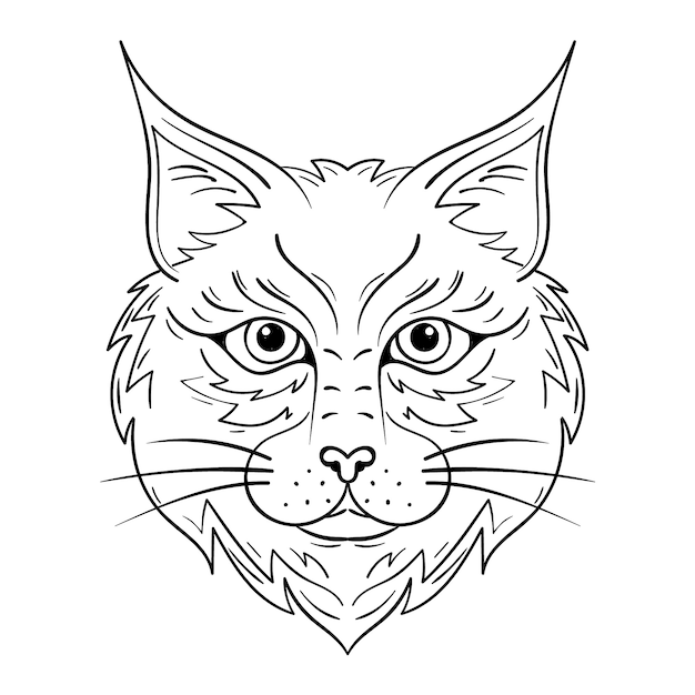 Illustrazione del profilo del gatto disegnato a mano