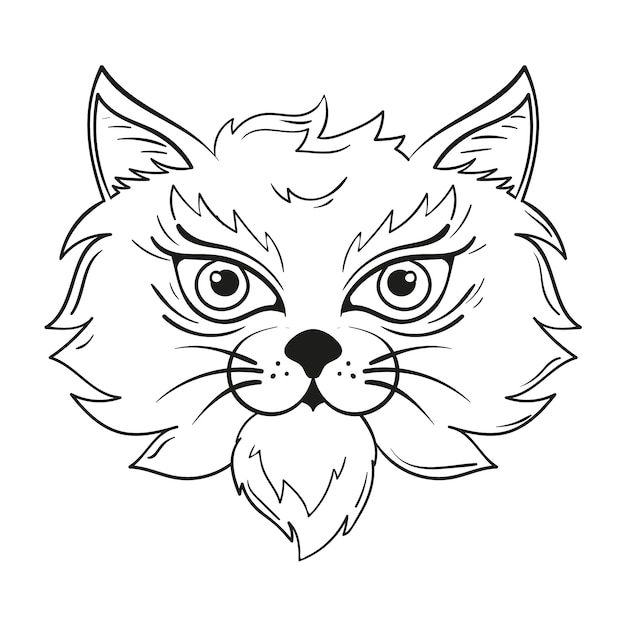 Hand drawn cat outline illustration