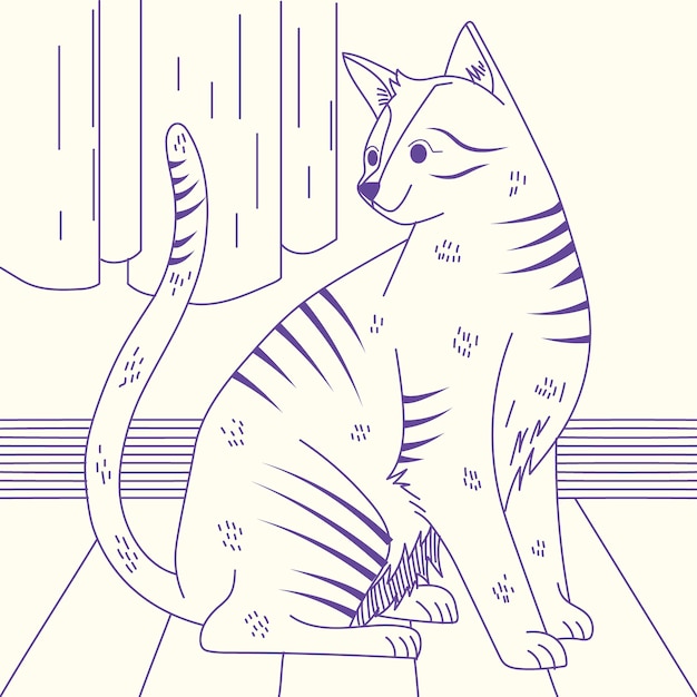 Free vector hand drawn cat outline illustration