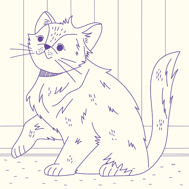 Hand drawn cat outline illustration