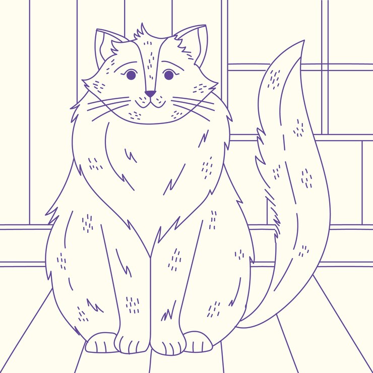 무료 Vector 손으로 그린 고양이 개요 그림