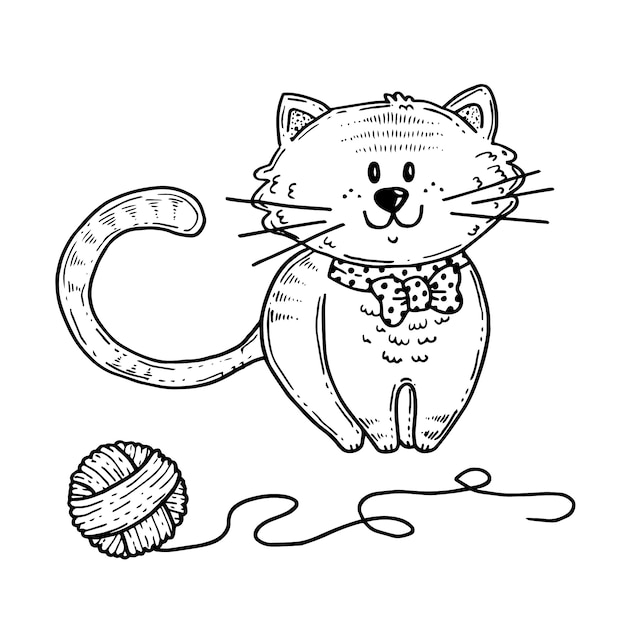 Illustrazione del profilo del gatto disegnato a mano