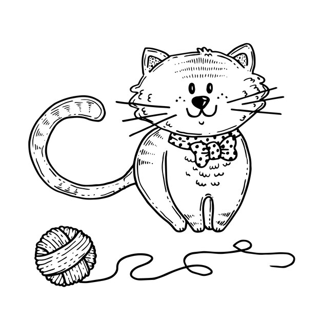 Hand drawn cat outline illustration