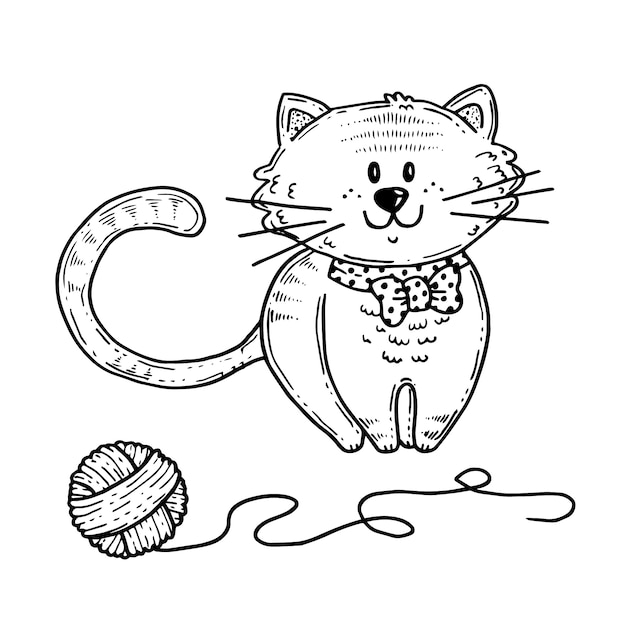 Hand drawn cat outline illustration