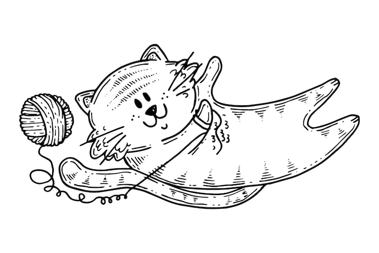 Free Vector hand drawn cat outline illustration