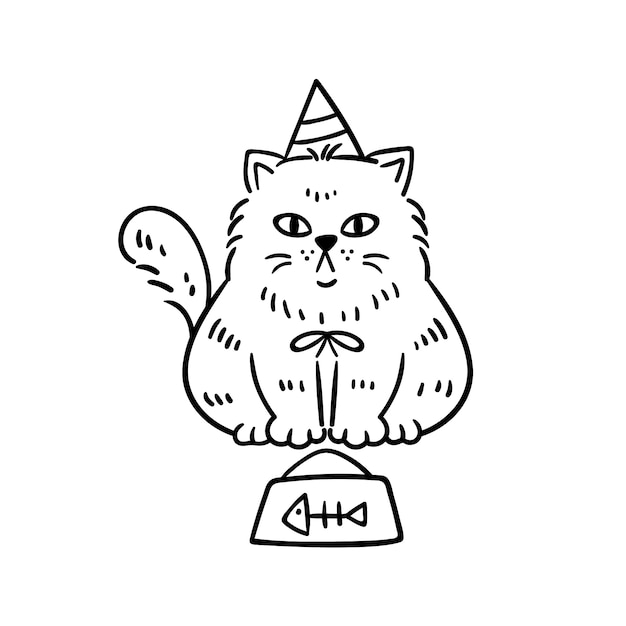 Hand drawn cat outline illustration