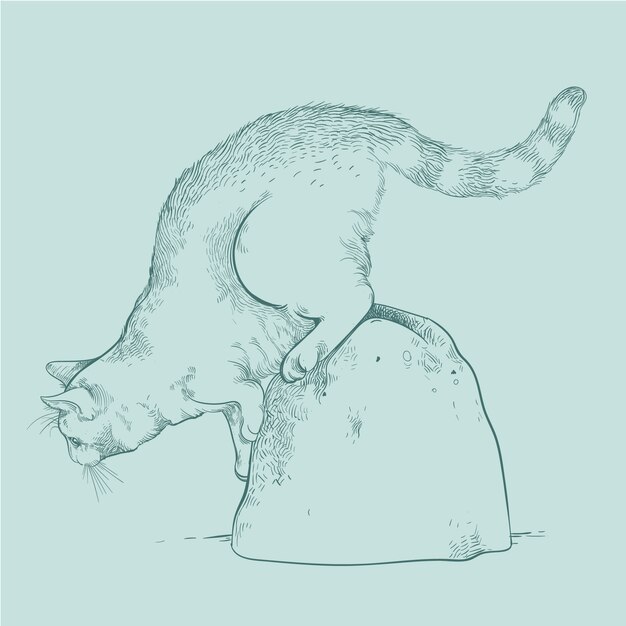 Hand drawn cat outline illustration