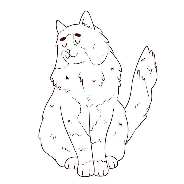 무료 Vector 손으로 그린 고양이 개요 그림
