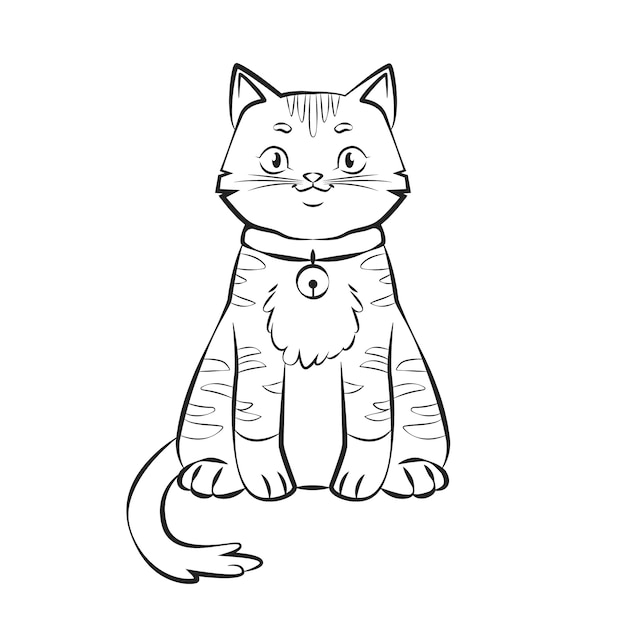 Hand drawn cat outline illustration