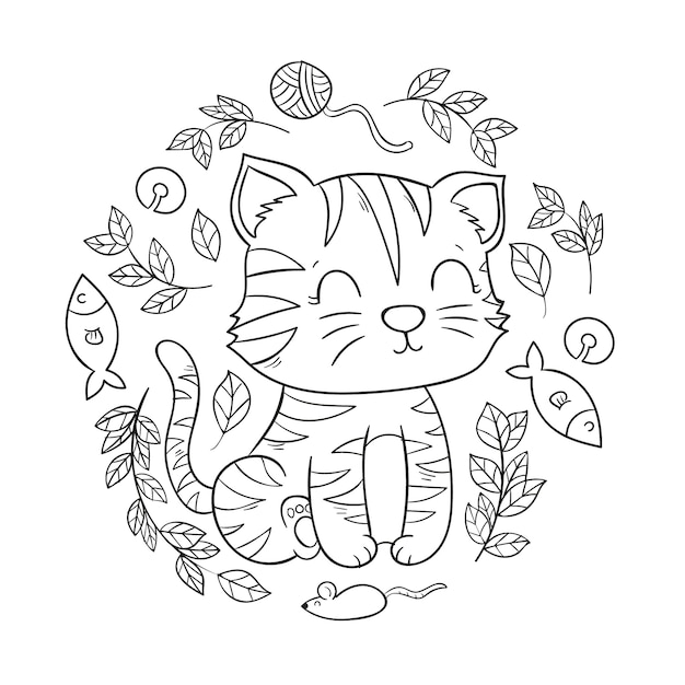 Free vector hand drawn cat outline illustration