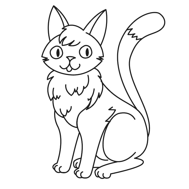 Нарисованная рукой иллюстрация контура кота