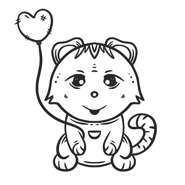 Hand drawn cat outline illustration