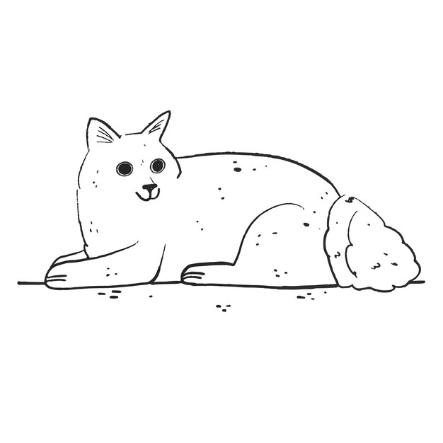 Нарисованная рукой иллюстрация контура кота