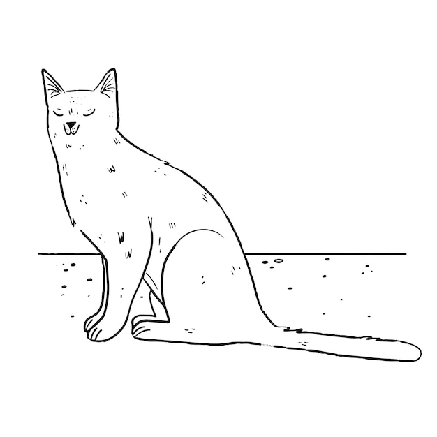 Illustrazione del profilo del gatto disegnato a mano