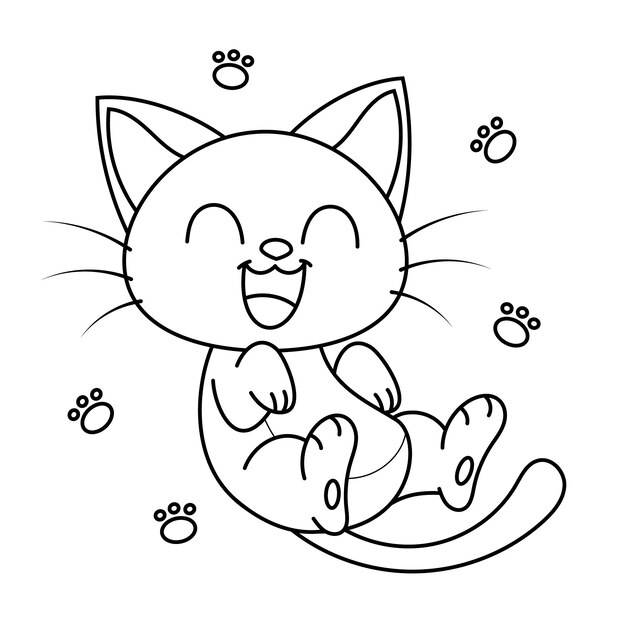 Hand drawn cat outline illustration