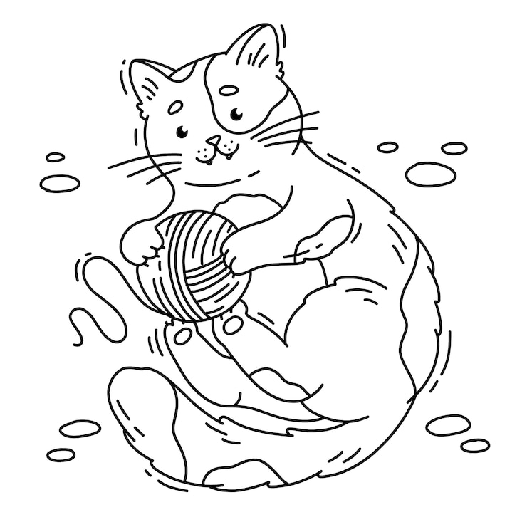 무료 Vector 손으로 그린 고양이 개요 그림