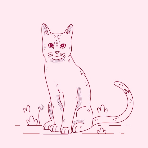 Free vector hand drawn cat outline illustration