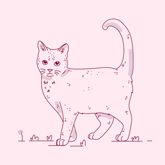 Vettore gratuito illustrazione del profilo del gatto disegnato a mano