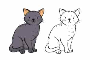 Free vector hand drawn cat outline illustration