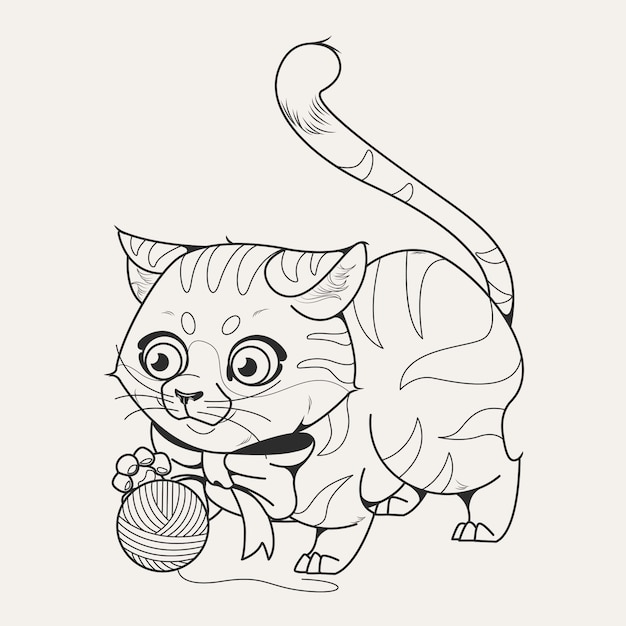 Hand drawn cat outline illustration