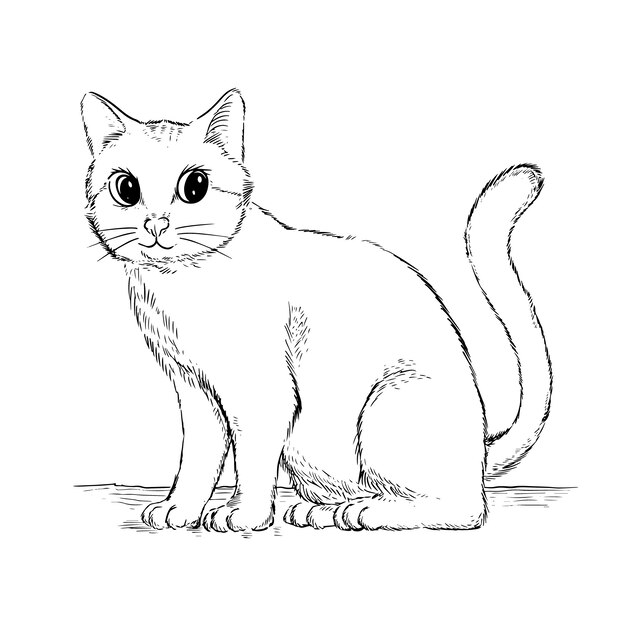 Hand drawn cat outline illustration