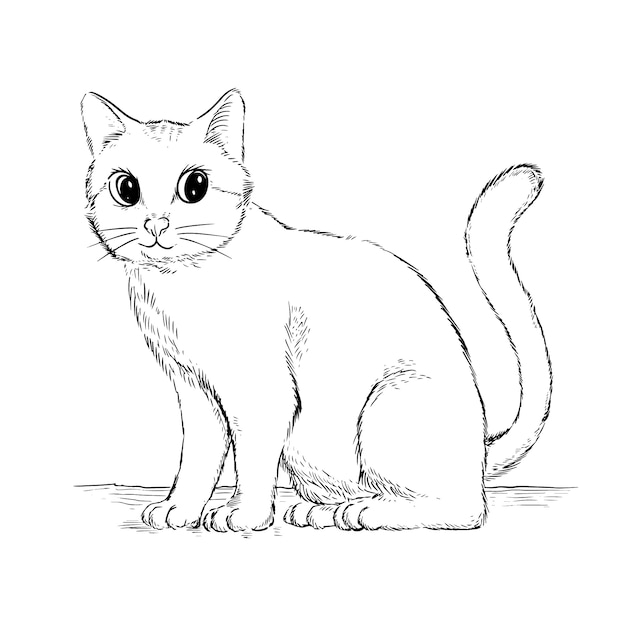 Hand drawn cat outline illustration