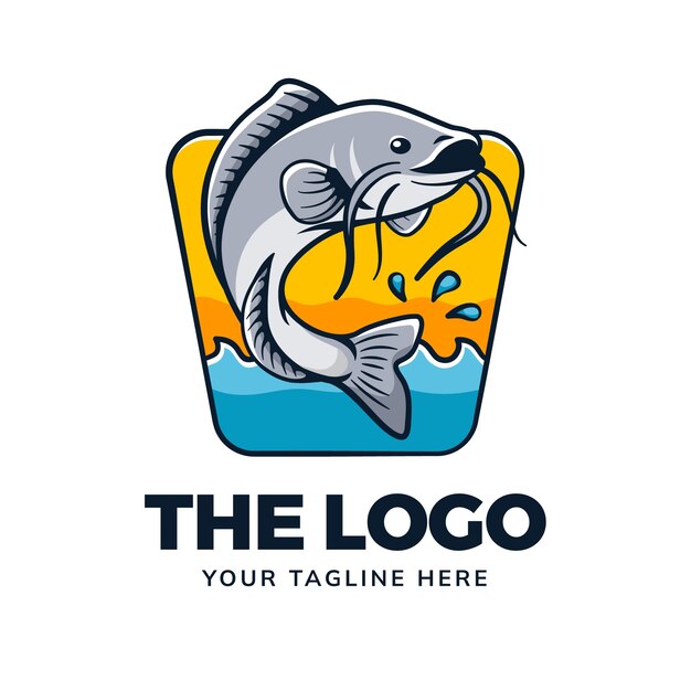 Hand drawn catfish logo design