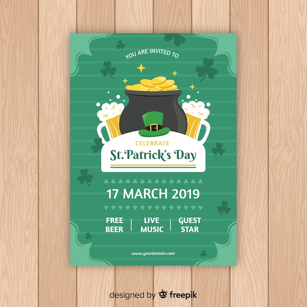 Hand drawn cauldron st patrick's party poster