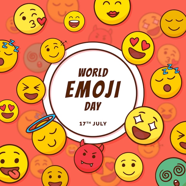 Vettore gratuito illustrazione disegnata a mano della giornata mondiale degli emoji