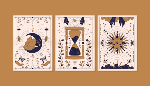 Free vector hand drawn celestial card set