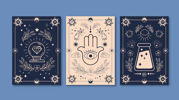 Free vector hand drawn celestial  cards illustration