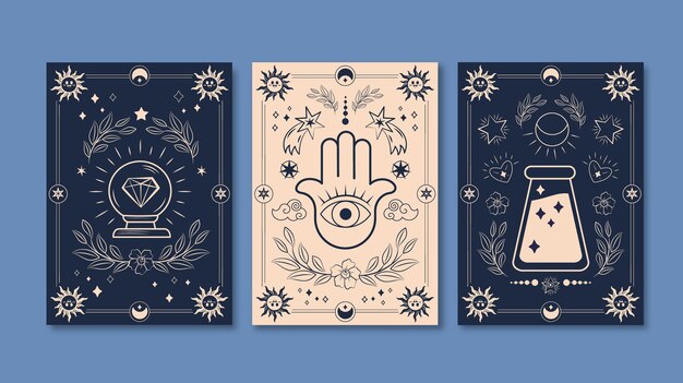 hand drawn celestial  cards illustration