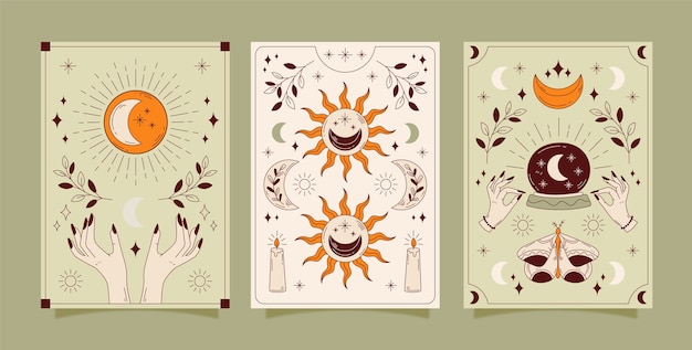 Free vector hand drawn celestial cards illustration