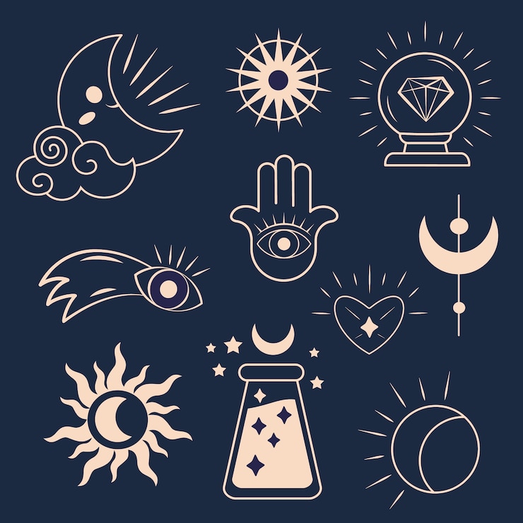 Free Vector hand drawn celestial element set