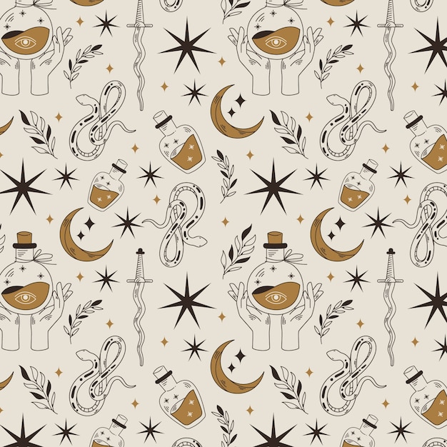 Free vector hand drawn celestial pattern design